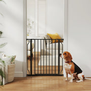 Easy Install Pet Gate - Black 29.5"-33.5" Wide Steel Dog Gate-Dogs-DECOROLALA