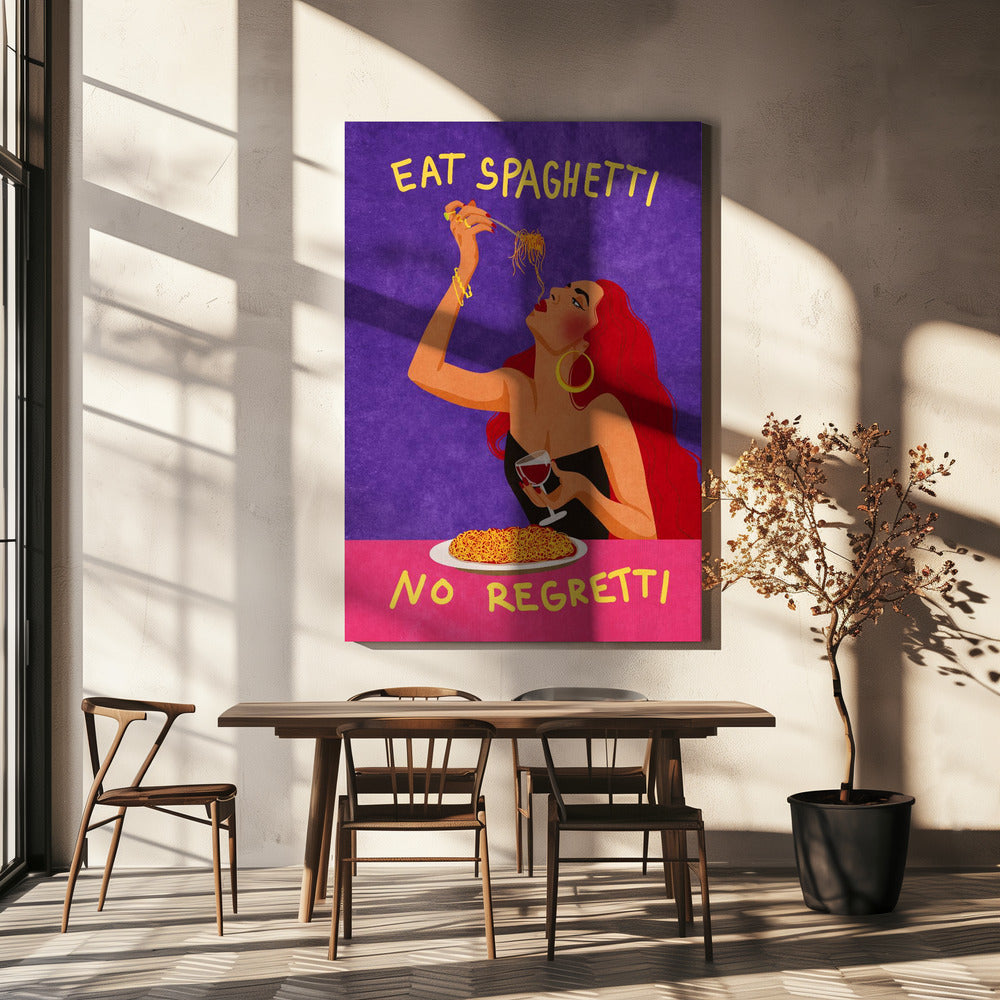 Eat Spaghetti No Regretti Wall Art-Canvas Print-DECOROLALA