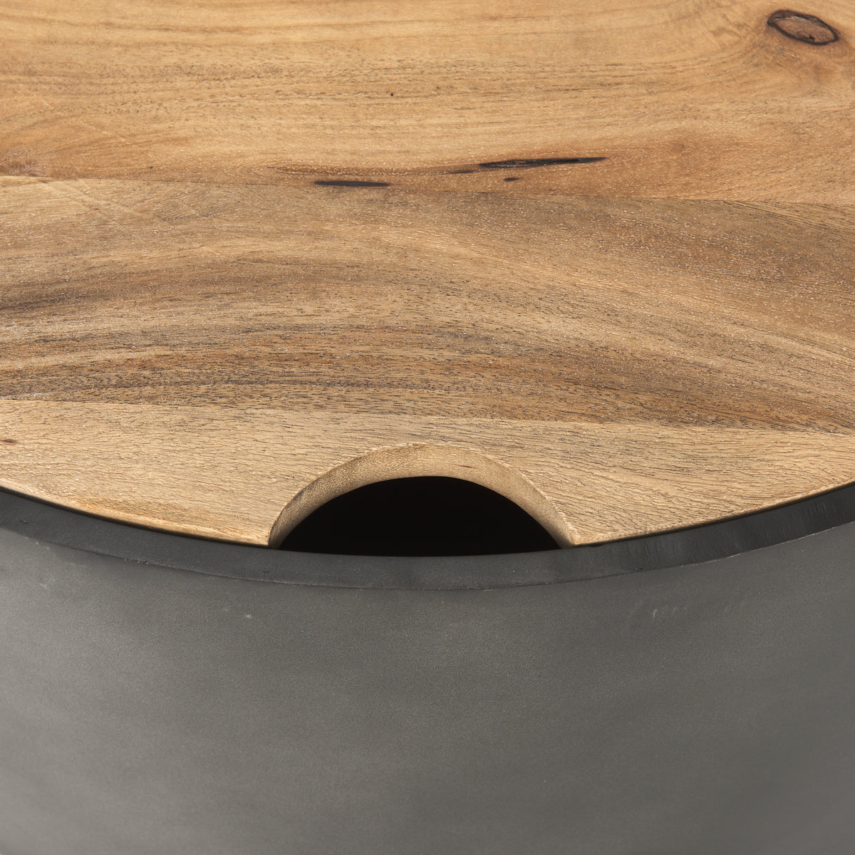 Eclipse Antique Brass Metal Drum Base w/ Dark Brown Wood Top Nested Coffee Table-Coffee Tables-DECOROLALA
