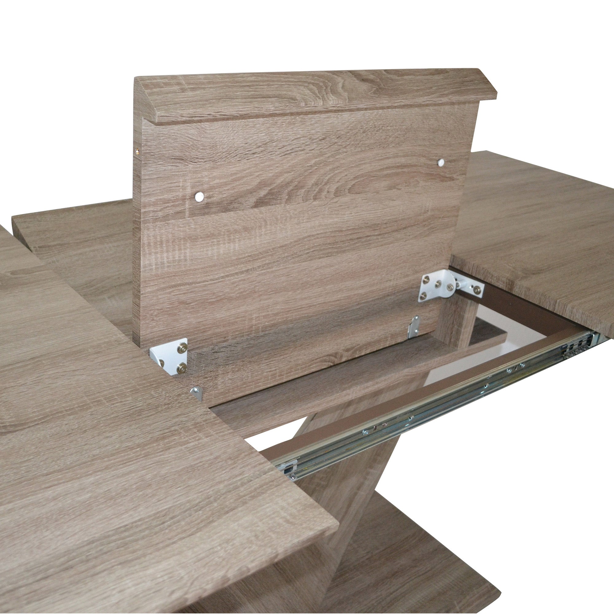 Eclipse Extension Dining Table - Washed Oak Butterfly Leaf-DECOROLALA