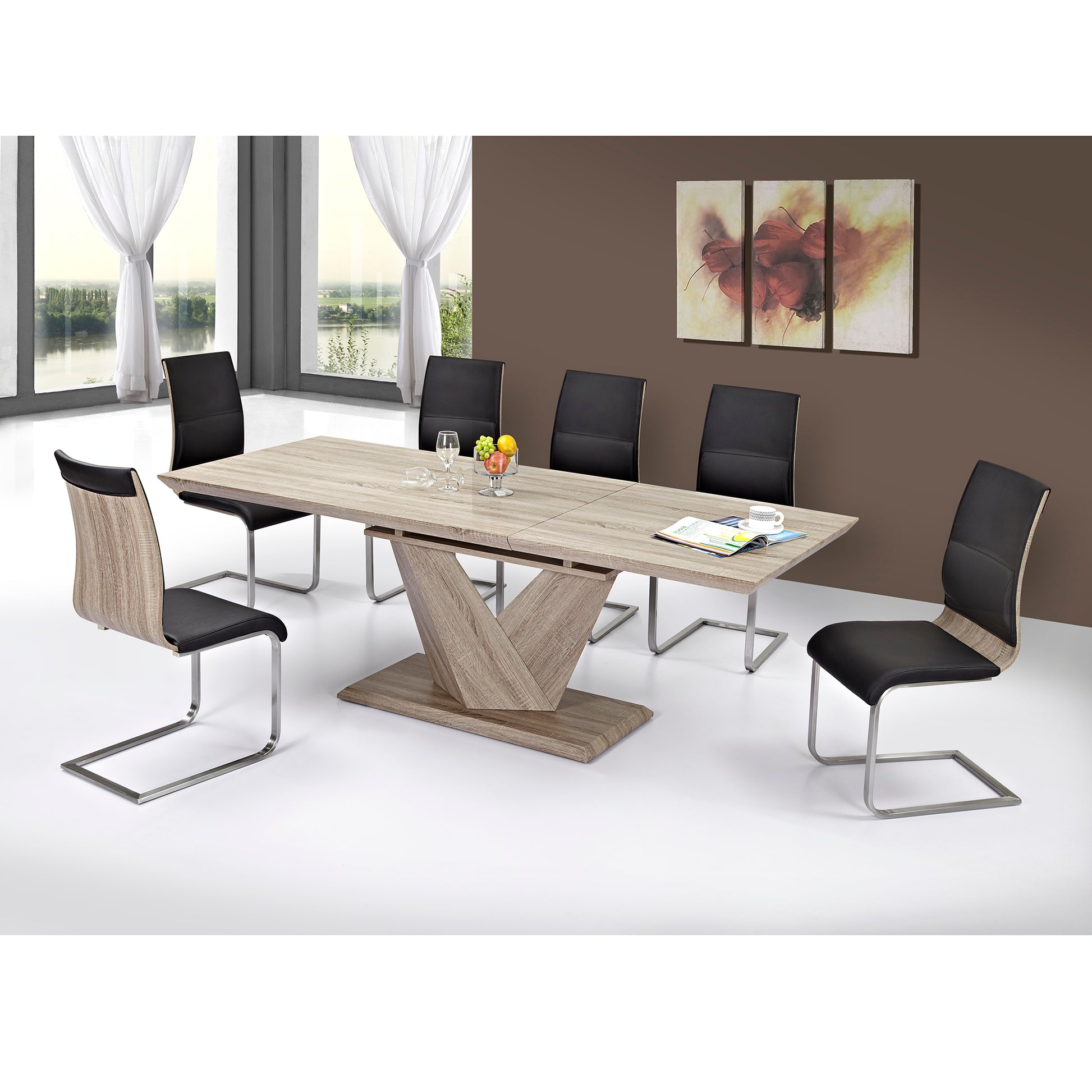Eclipse Extension Dining Table - Washed Oak Butterfly Leaf-DECOROLALA