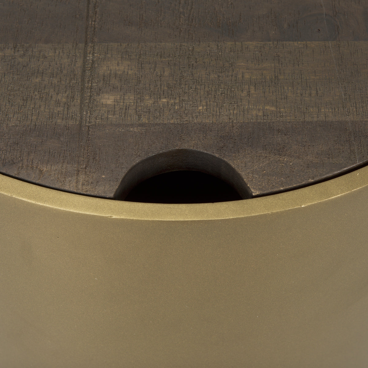 Eclipse Gunmetal Drum Base w/ Brown Wood Top End/Side Table-End and Side Tables-DECOROLALA