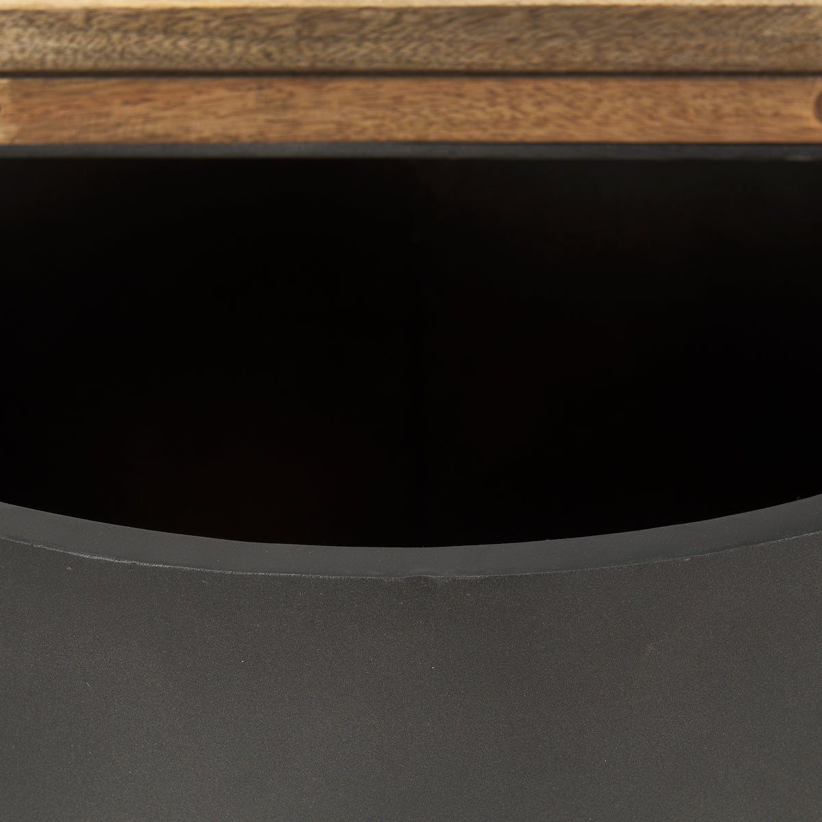 Eclipse Gunmetal Drum Base w/ Brown Wood Top End/Side Table-End and Side Tables-DECOROLALA