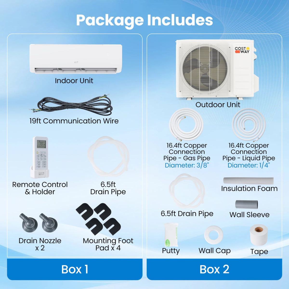 EcoGuard Series 9000 BTU 19 SEER2 115V Mini Split Air Conditioner and Heater-Mini Split Air Conditioners-DECOROLALA