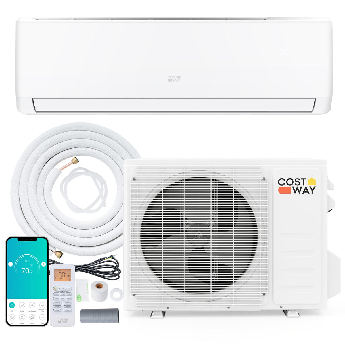 EcoGuard Series 9000 BTU 19 SEER2 115V Mini Split Air Conditioner and Heater-Mini Split Air Conditioners-DECOROLALA