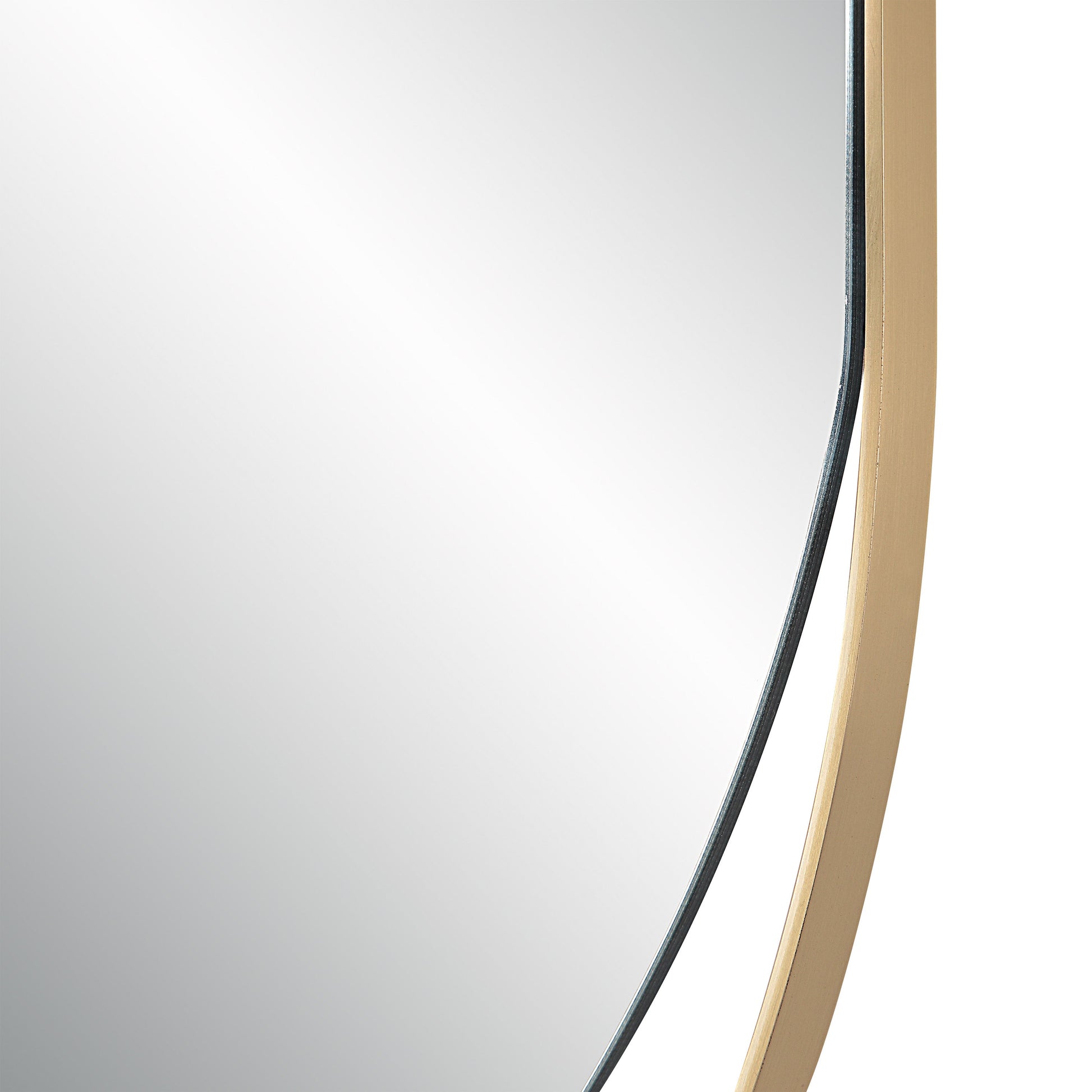 Ecru 40" Tall Pill Oval Mirror, Satin Brass-Mirror-DECOROLALA