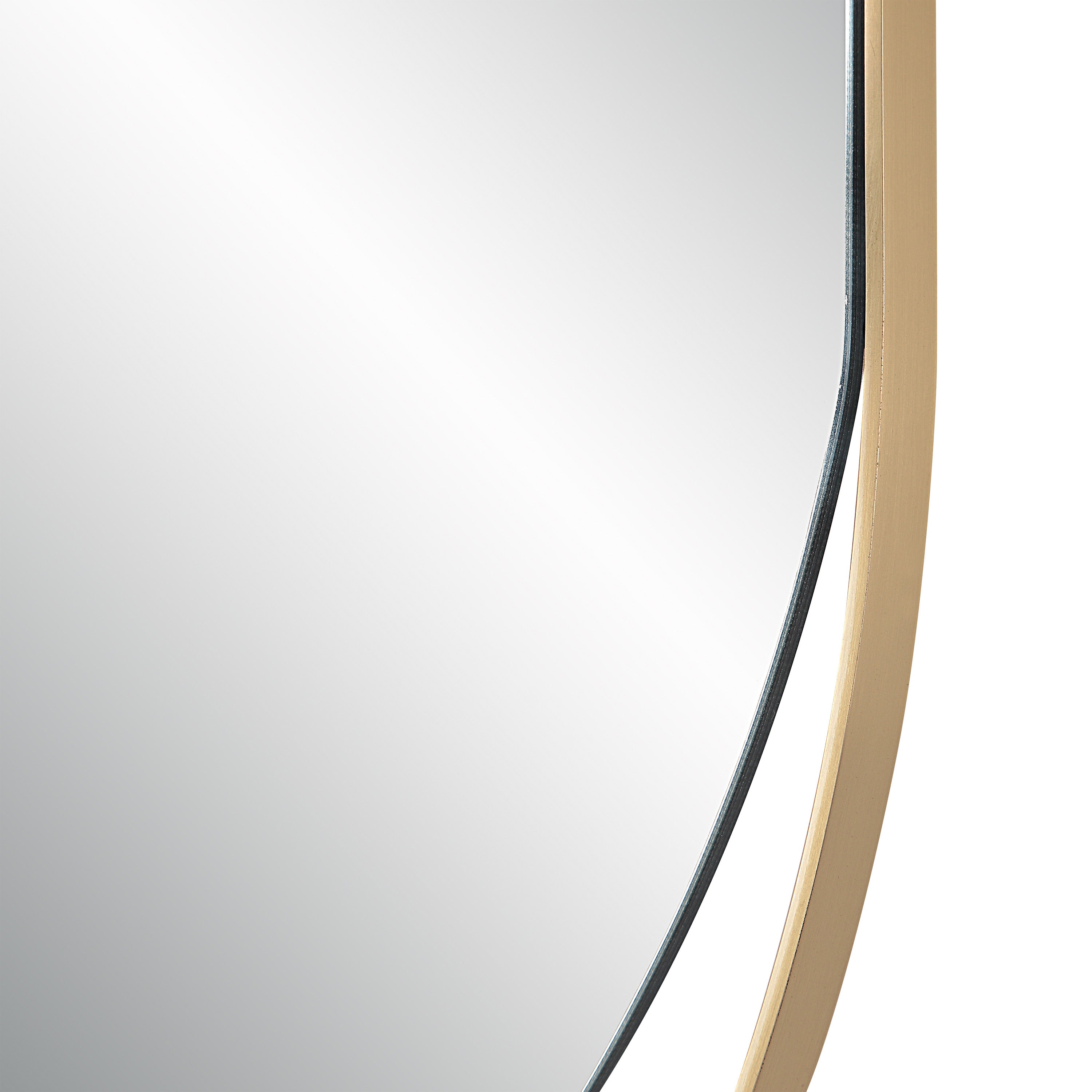 Ecru 40" Tall Pill Oval Mirror, Satin Brass-Mirror-DECOROLALA