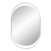 Ecru 40" Tall Pill Oval Mirror, Satin Brass-Mirror-DECOROLALA