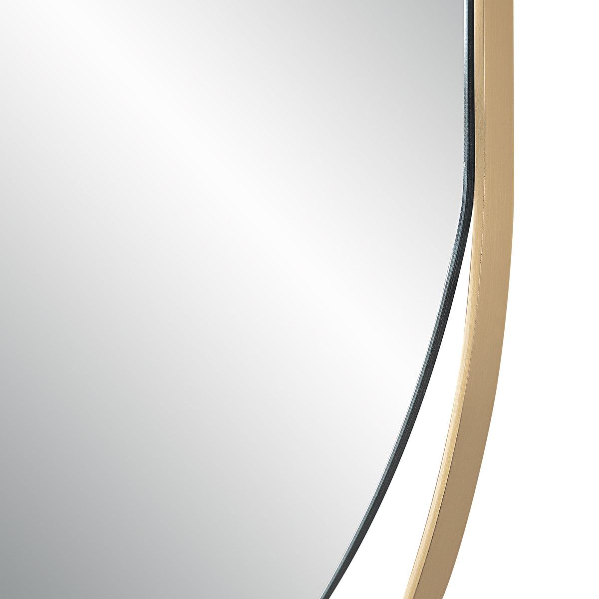 Ecru 40" Tall Pill Oval Mirror, Satin Brass-Mirrors-DECOROLALA