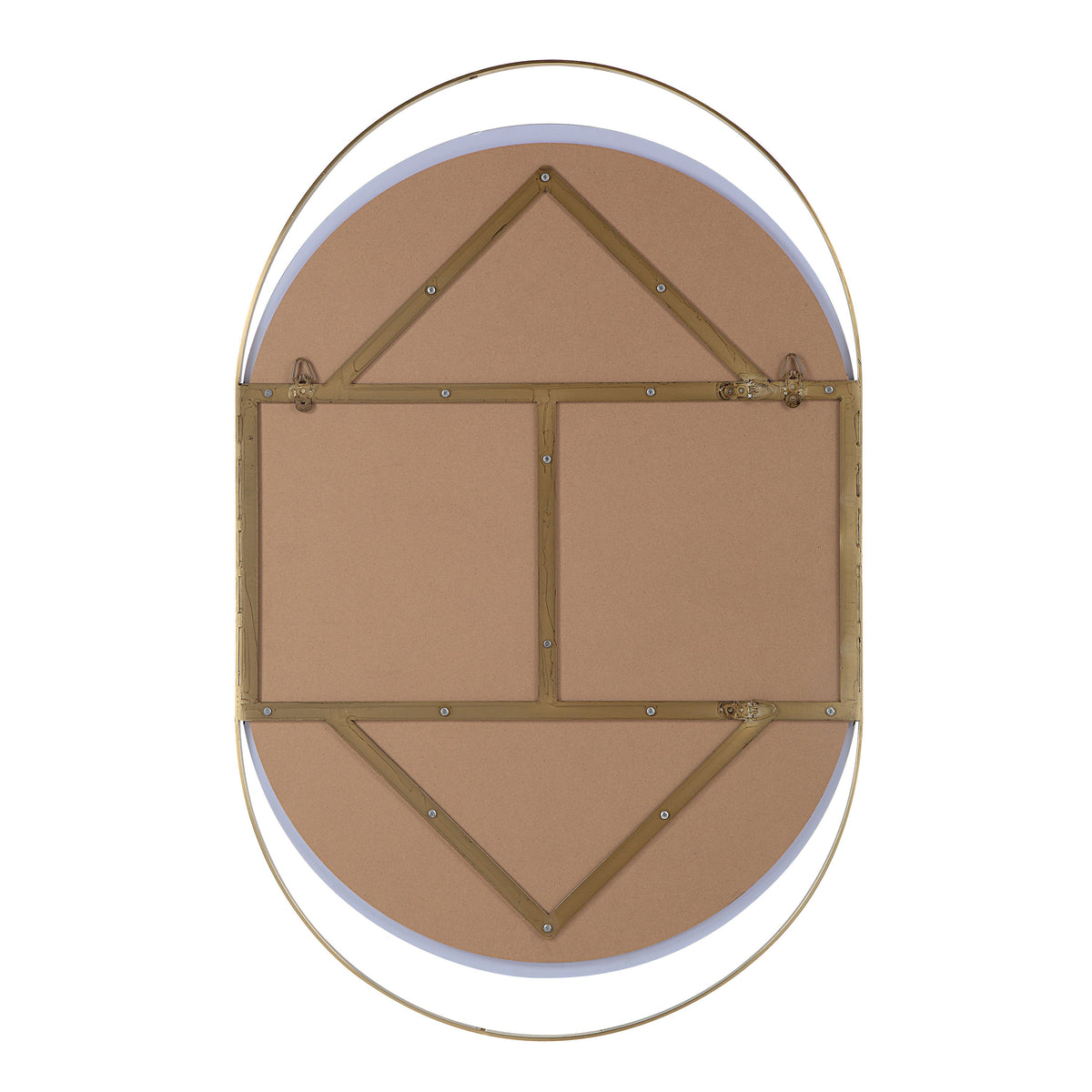Ecru 40" Tall Pill Oval Mirror, Satin Brass-Mirrors-DECOROLALA