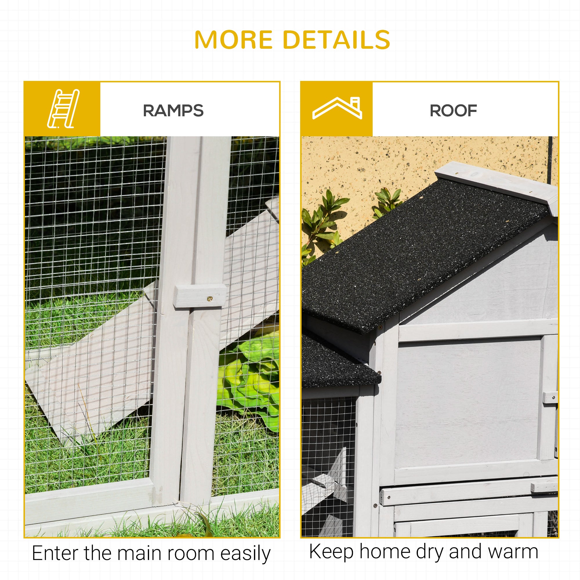 Large Rabbit Hutch Wood Bunny Cage Outdoor Guinea Pig House with Double Runs Slide Out Tray Ramps