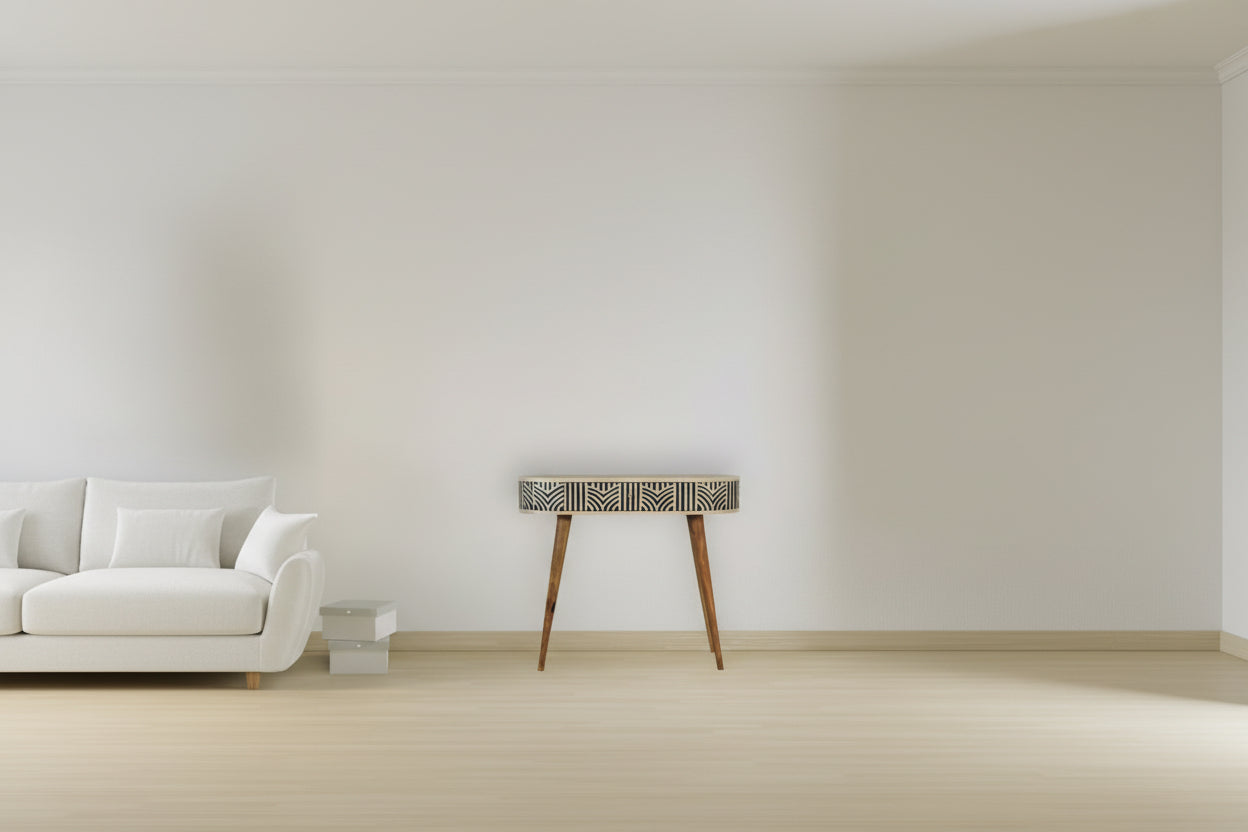 Edessa Bone Inlay Console Table - Solid Mango Wood Nordic Style-Coffee Table-DECOROLALA