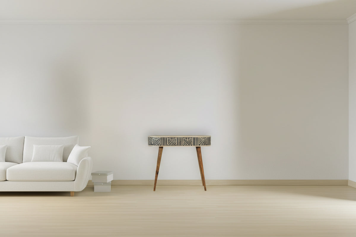 Edessa Bone Inlay Console Table - Solid Mango Wood Nordic Style-Coffee Tables-DECOROLALA
