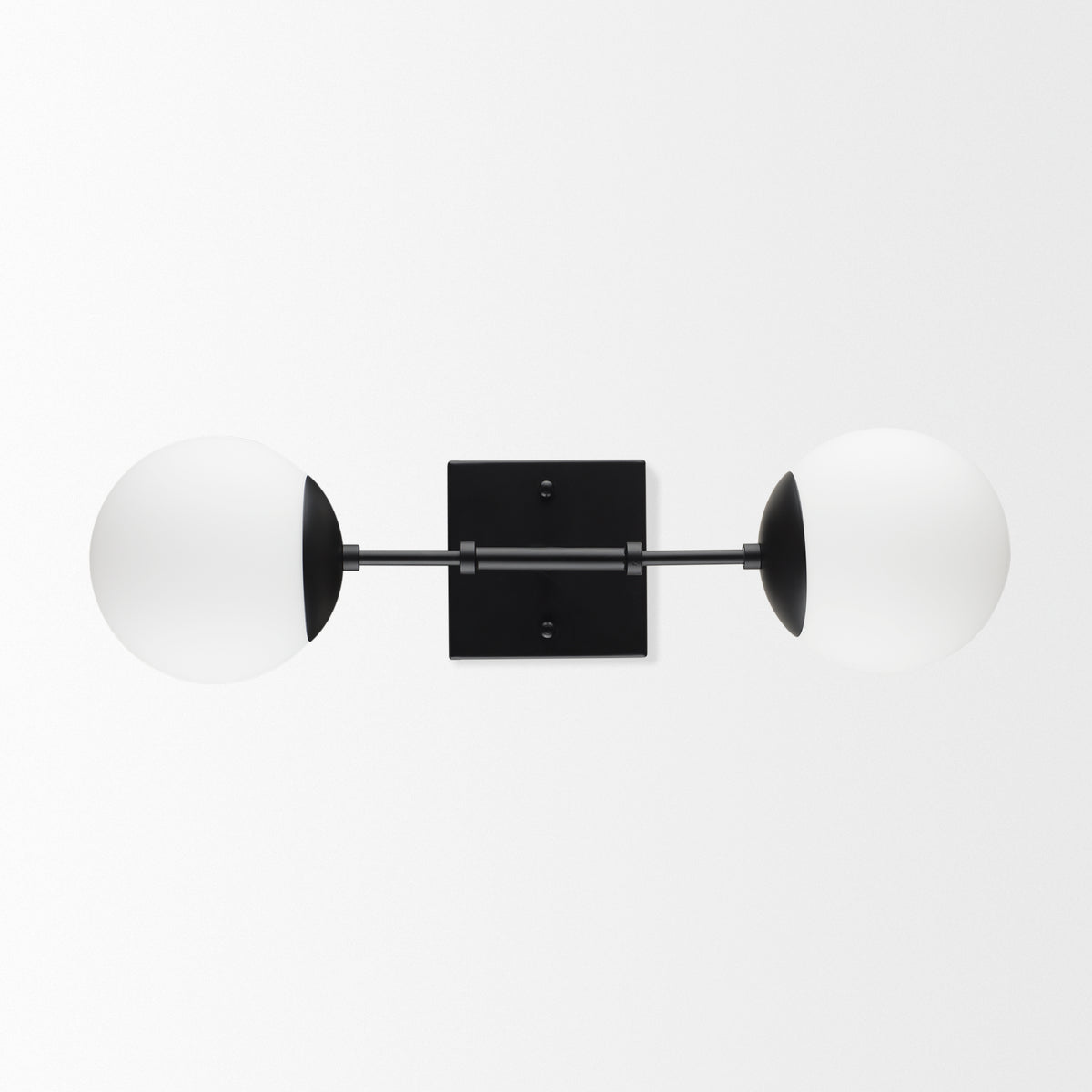 Edie Brushed Metal w/ Frosted Glass Globes 2-Light Wall Sconce-Wall Sconces-DECOROLALA