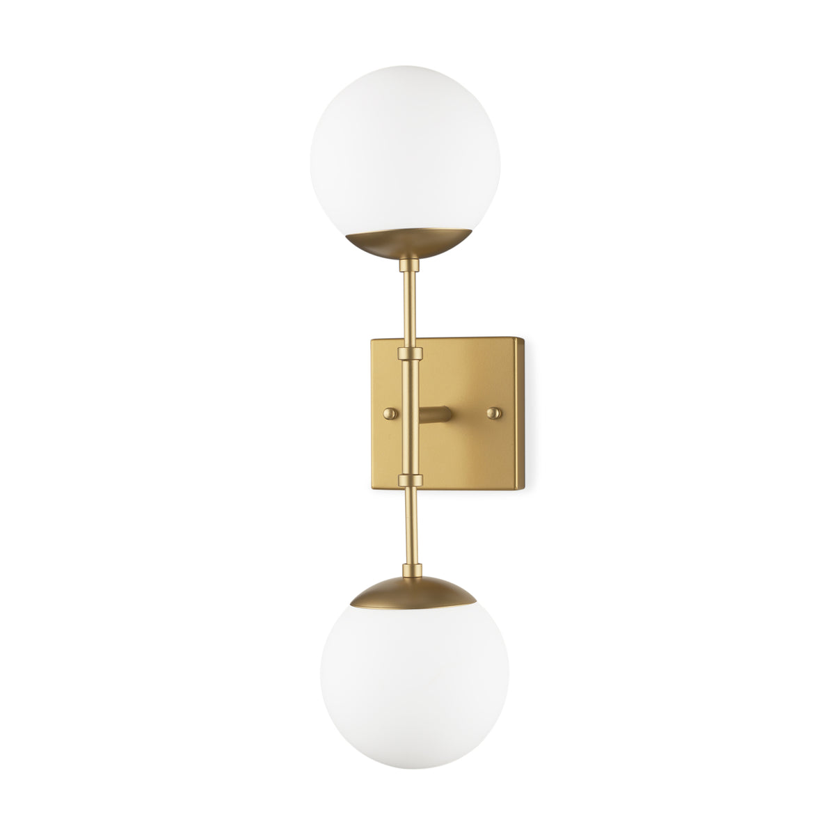 Edie Brushed Metal w/ Frosted Glass Globes 2-Light Wall Sconce-Wall Sconces-DECOROLALA