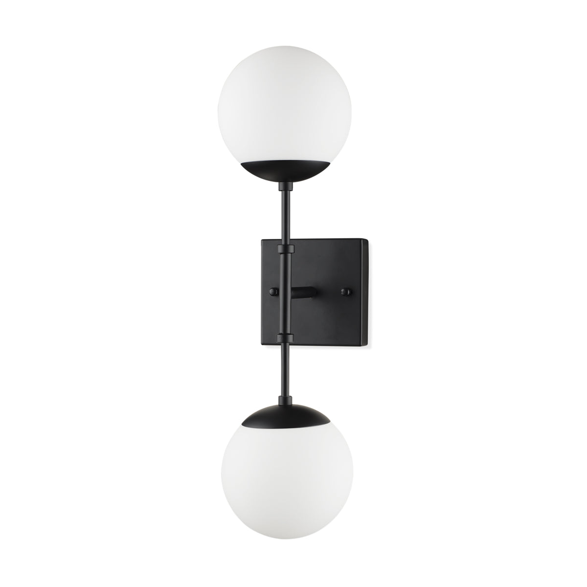 Edie Brushed Metal w/ Frosted Glass Globes 2-Light Wall Sconce-Wall Sconces-DECOROLALA