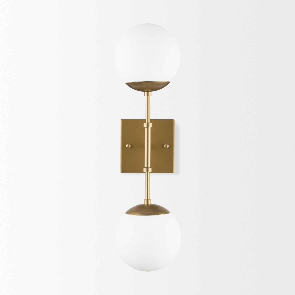 Edie Brushed Metal w/ Frosted Glass Globes 2-Light Wall Sconce-Wall Sconces-DECOROLALA