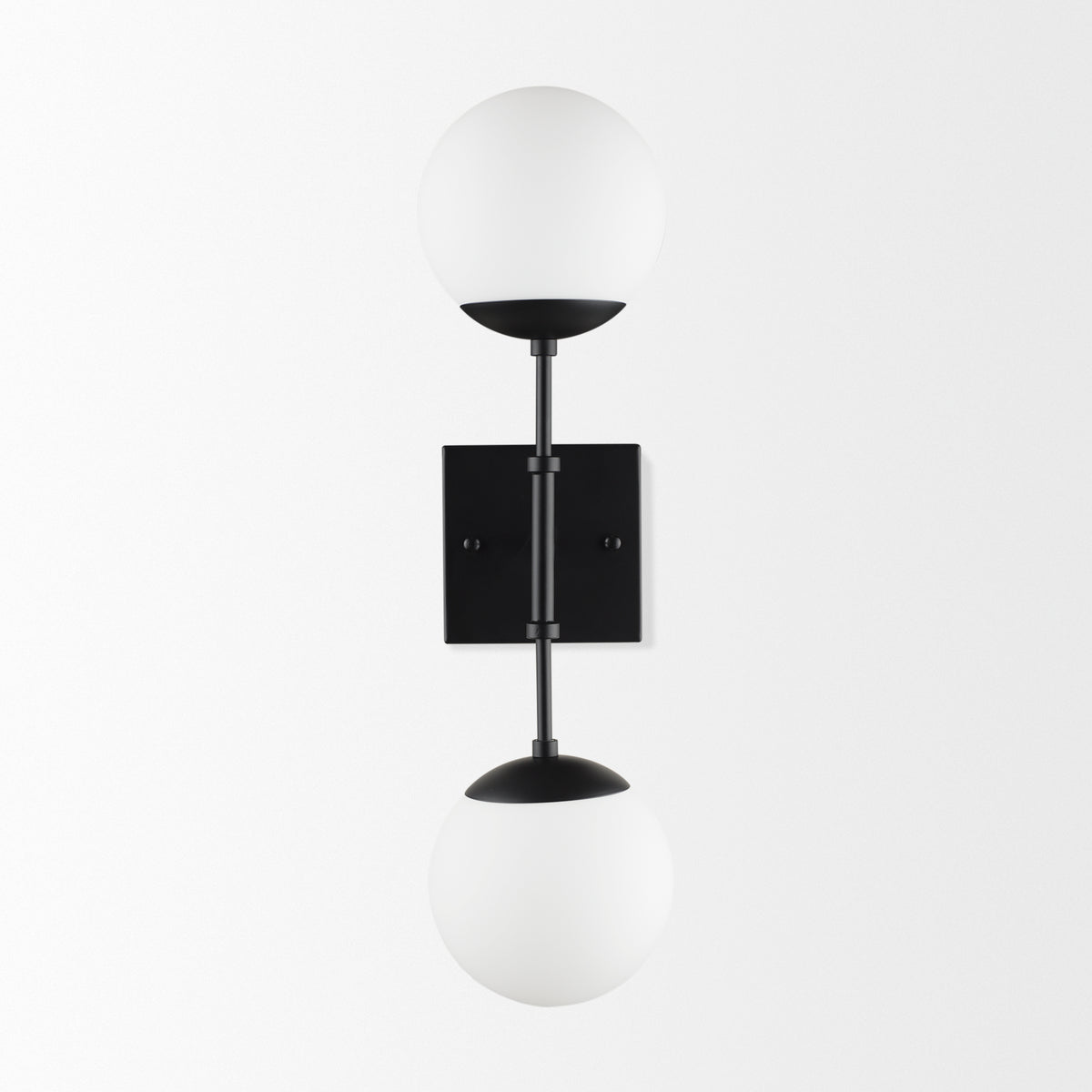 Edie Brushed Metal w/ Frosted Glass Globes 2-Light Wall Sconce-Wall Sconces-DECOROLALA
