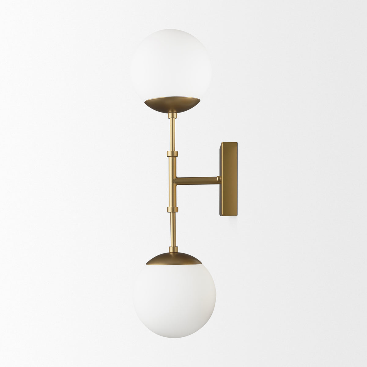 Edie Brushed Metal w/ Frosted Glass Globes 2-Light Wall Sconce-Wall Sconces-DECOROLALA
