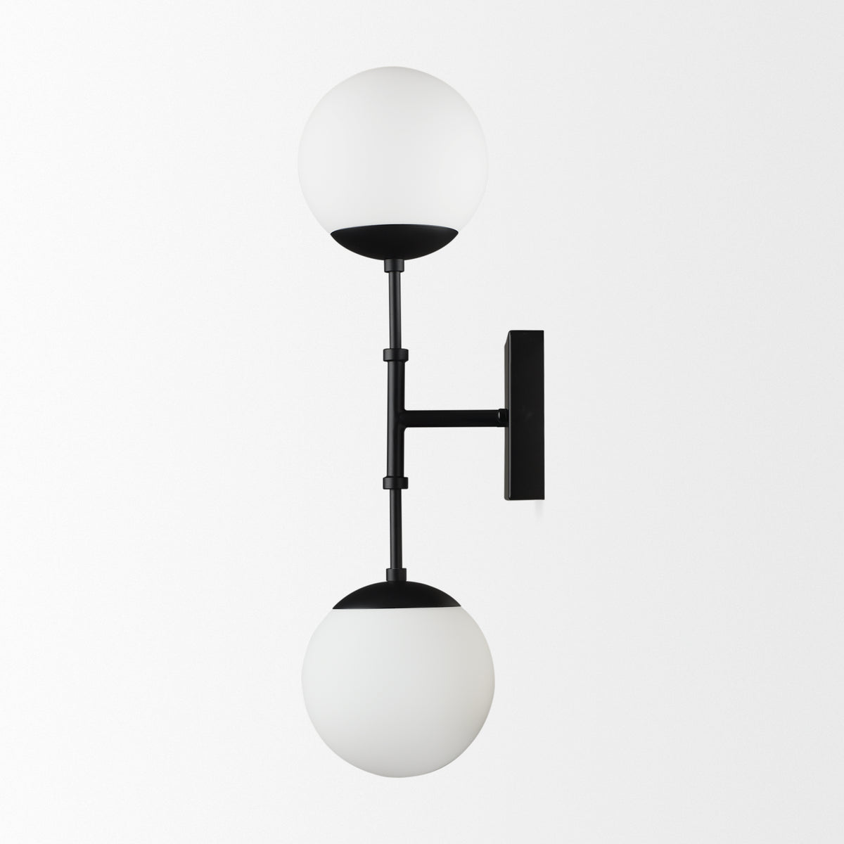 Edie Brushed Metal w/ Frosted Glass Globes 2-Light Wall Sconce-Wall Sconces-DECOROLALA