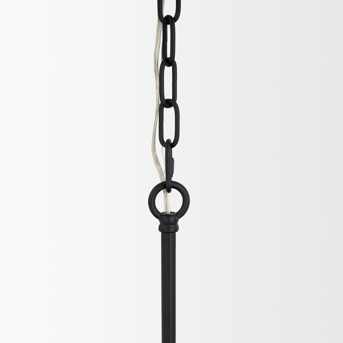 Edie Matte Black Metal w/ Frosted Glass Globes 6-Light Chandelier-Chandeliers-DECOROLALA