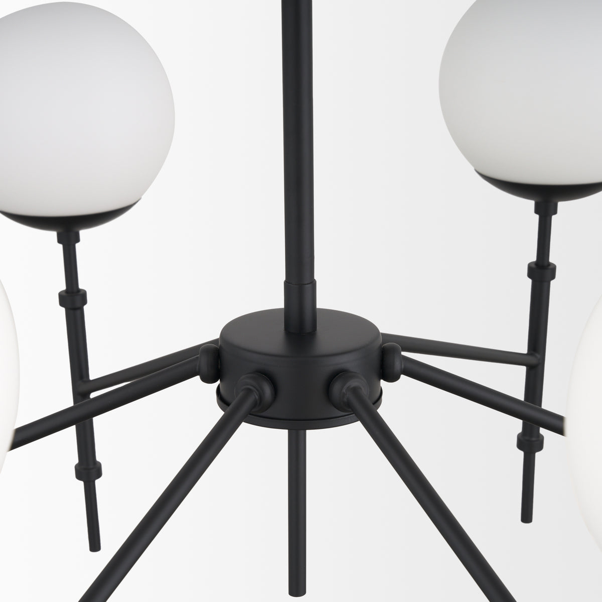 Edie Matte Black Metal w/ Frosted Glass Globes 6-Light Chandelier-Chandeliers-DECOROLALA
