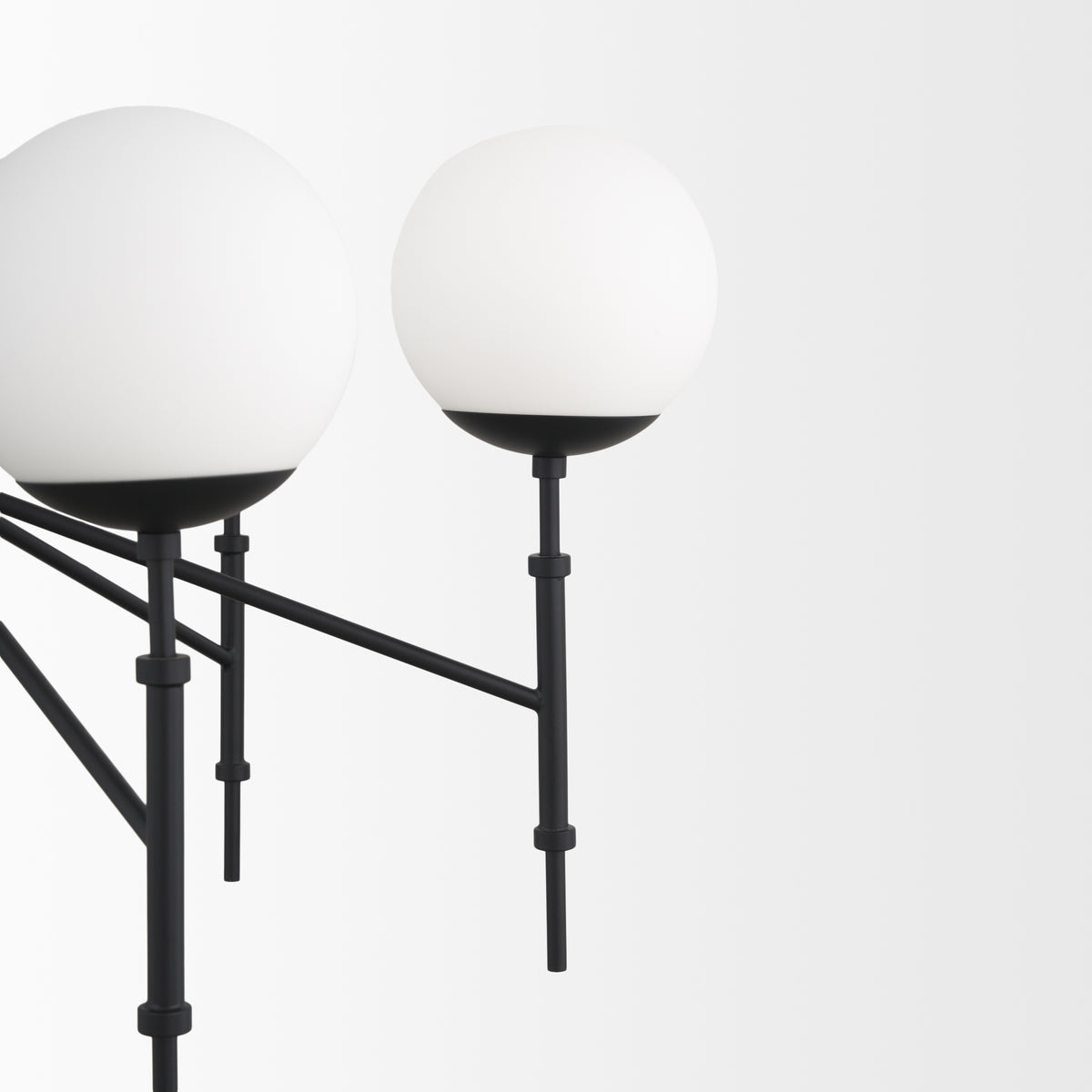 Edie Matte Black Metal w/ Frosted Glass Globes 6-Light Chandelier-Chandeliers-DECOROLALA