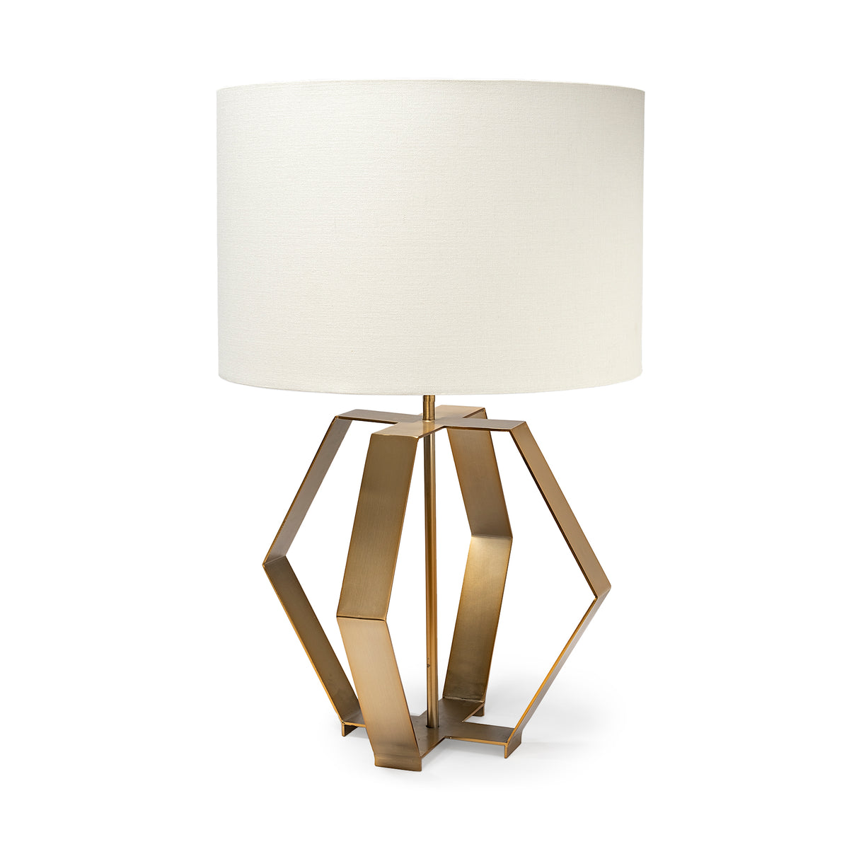 Edwards (26"H) Gold Metal Base w/ Cream Fabric Shade Table Lamp-Table Lamps-DECOROLALA