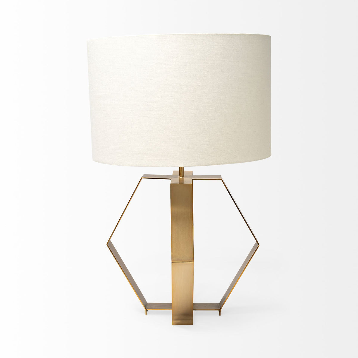 Edwards (26"H) Gold Metal Base w/ Cream Fabric Shade Table Lamp-Table Lamps-DECOROLALA