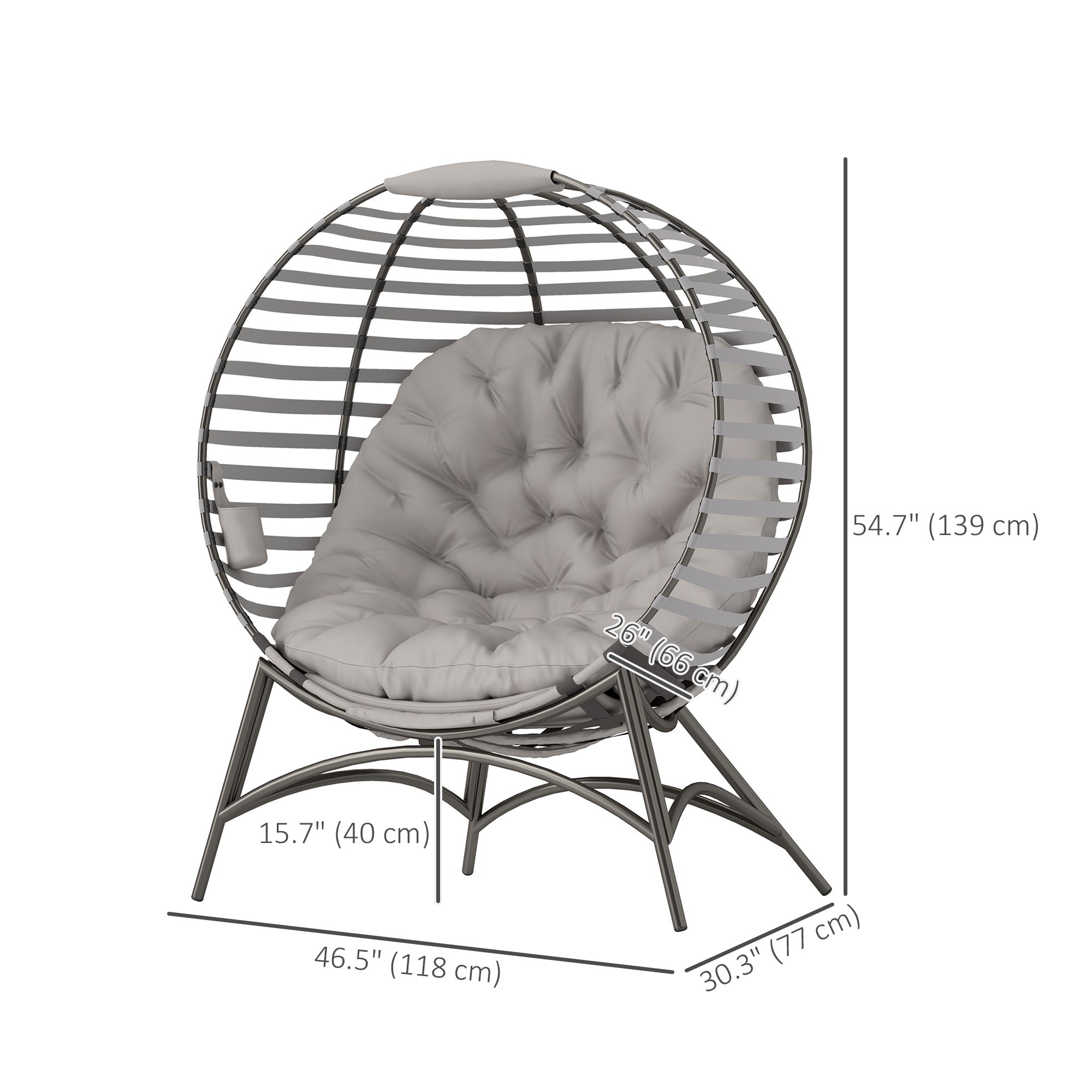 Egg Chair Foldable Patio Lounge - Light Grey-DECOROLALA
