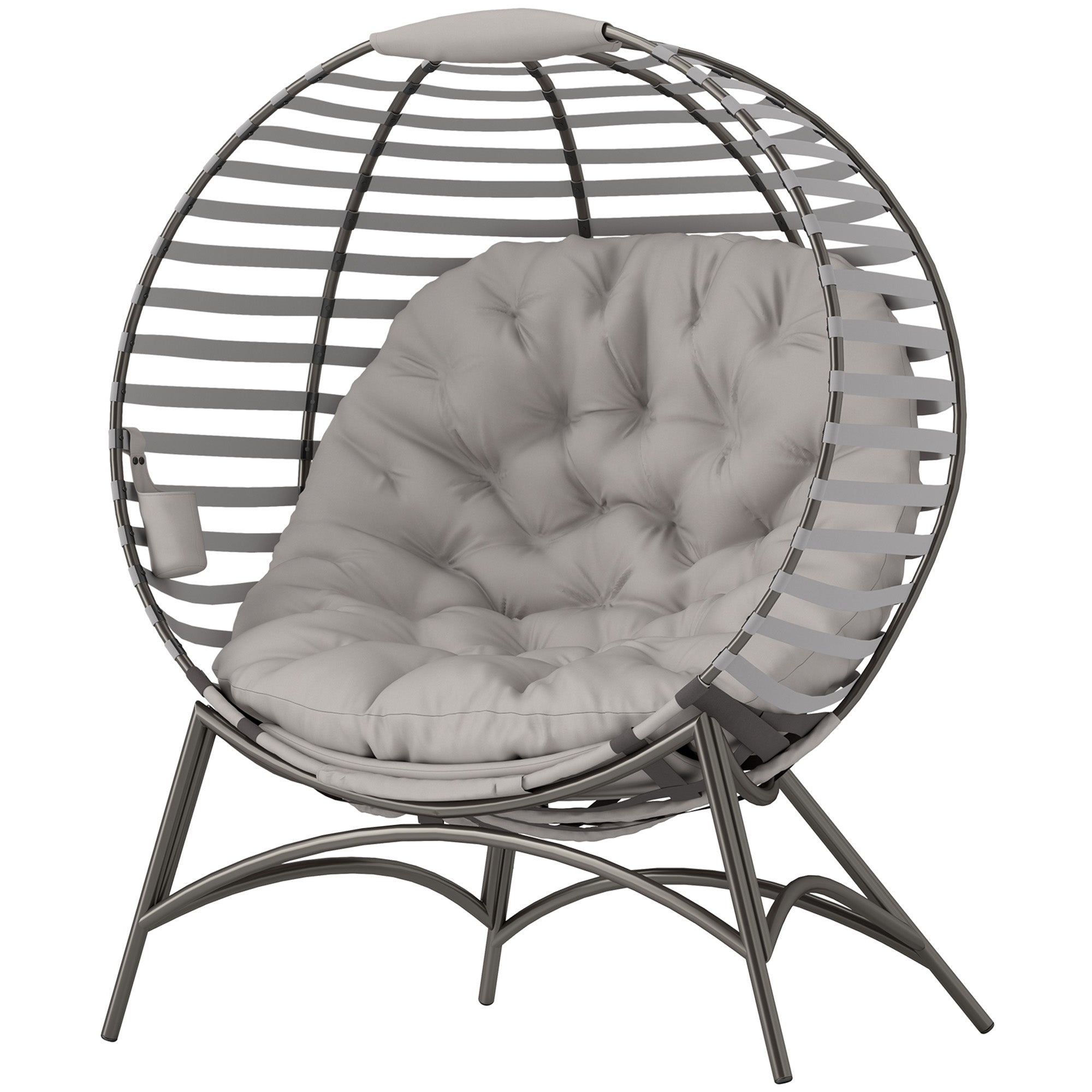 Egg Chair Foldable Patio Lounge - Light Grey-DECOROLALA