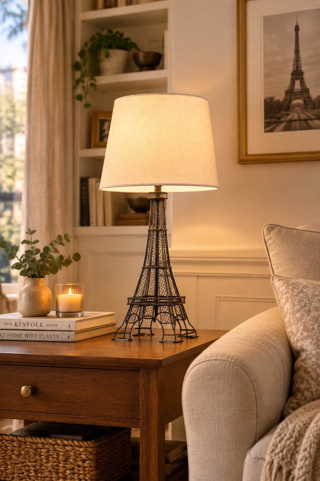 Eiffel Tower Table Lamp - White Shade-Lighting-DECOROLALA