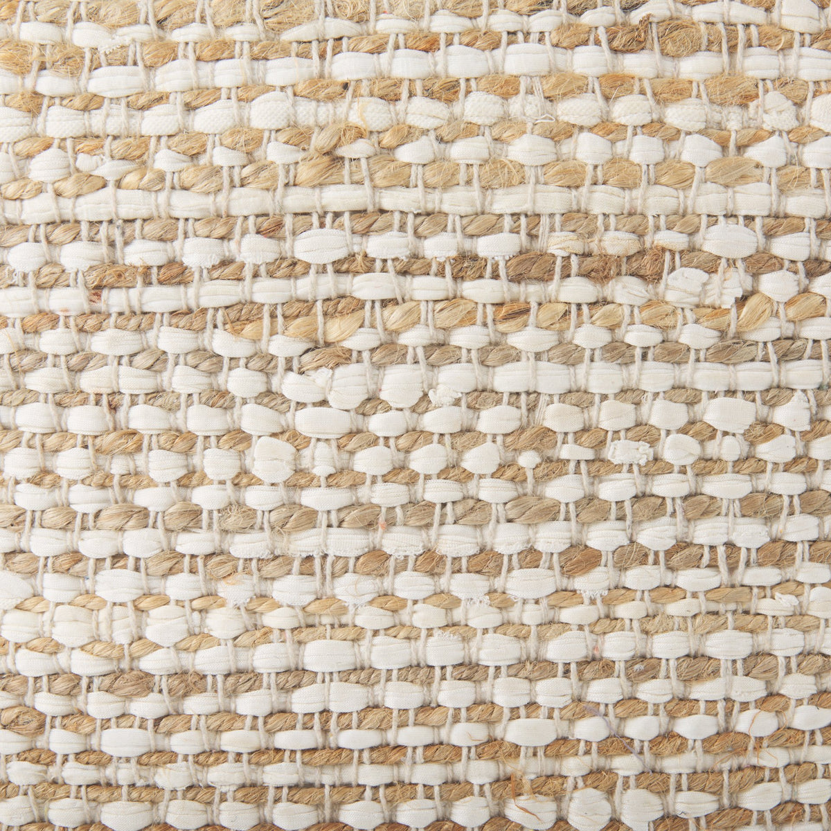 Ekani 16.0L x 16.0W x 16.0H Cream/Beige Cotton Pouf-Poufs-DECOROLALA
