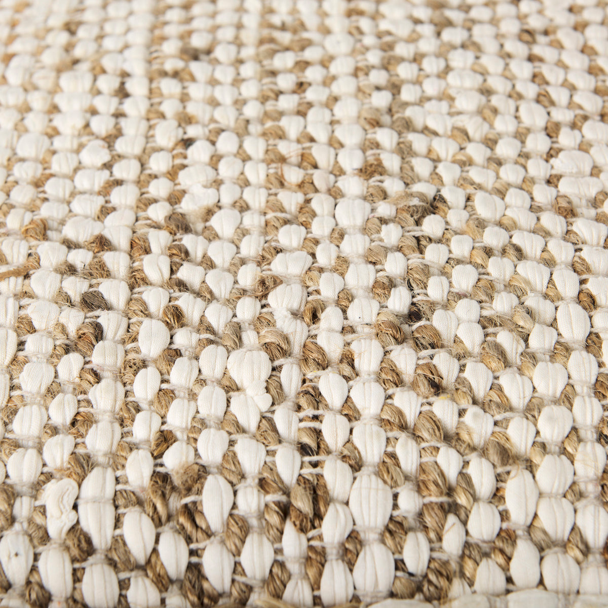 Ekani 16.0L x 16.0W x 16.0H Cream/Beige Cotton Pouf-Poufs-DECOROLALA