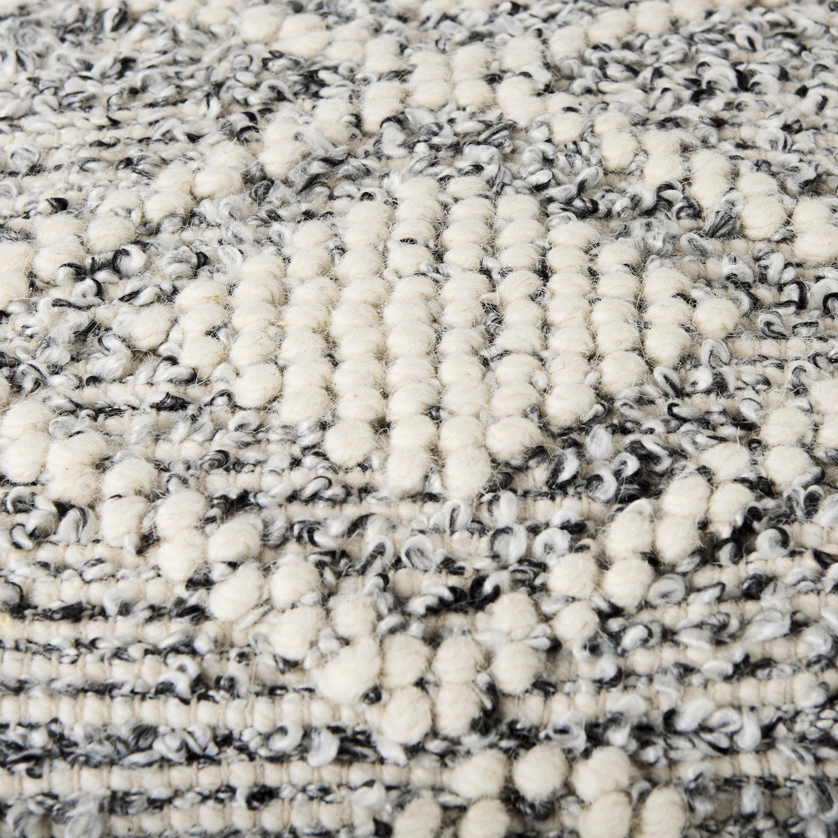 Ekiya 16.0L x 16.0W x 16.0H Black/White Yarn and Wool Patterened Pouf-Poufs-DECOROLALA
