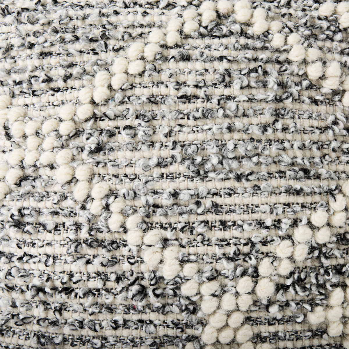 Ekiya 16.0L x 16.0W x 16.0H Black/White Yarn and Wool Patterened Pouf-Poufs-DECOROLALA