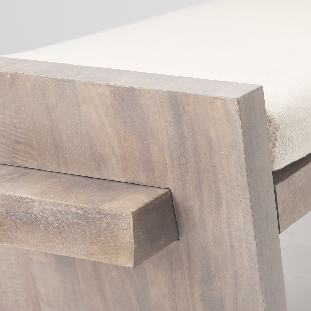 Elaine I 58L x 14.75W x 20H Brown Wood Upholstered Cream Seat Entryway Bench-Benches-DECOROLALA