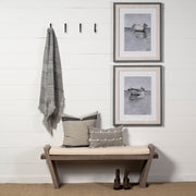 Elaine I 58L x 14.75W x 20H Brown Wood Upholstered Cream Seat Entryway Bench-Benches-DECOROLALA