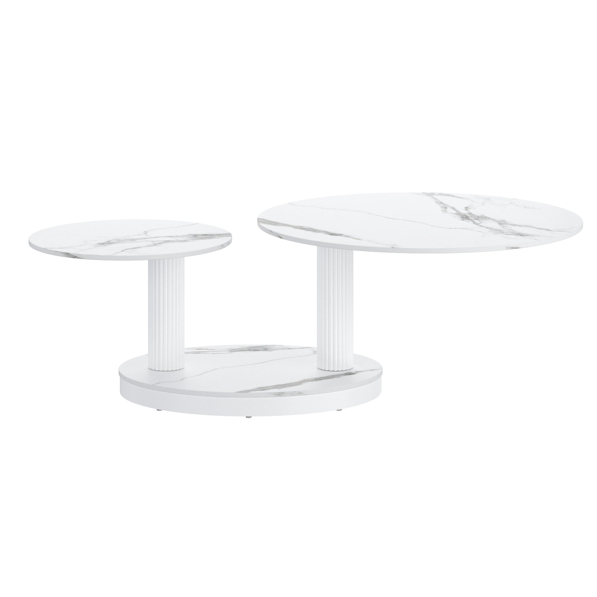 Elara Extendable Coffee Table - White Sintered Stone-DECOROLALA