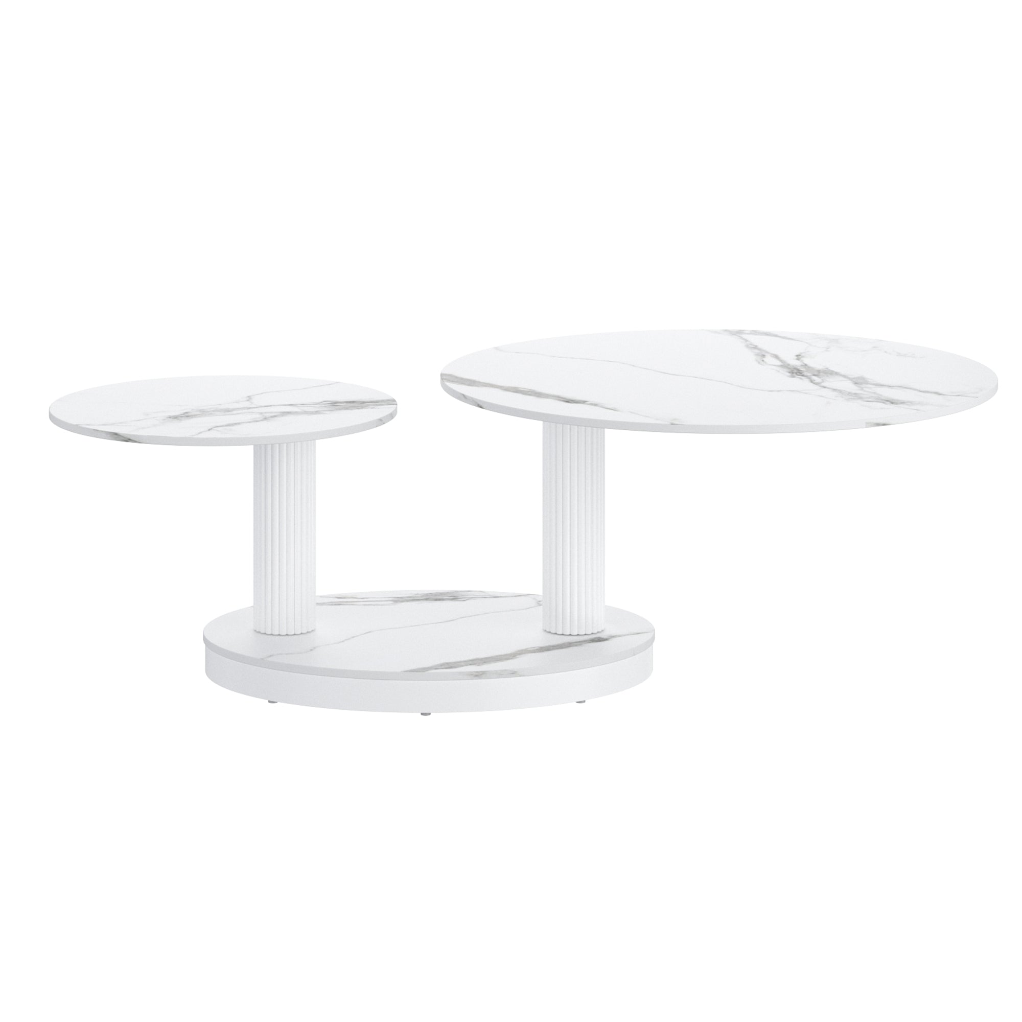 Elara Extendable Coffee Table - White Sintered Stone-DECOROLALA