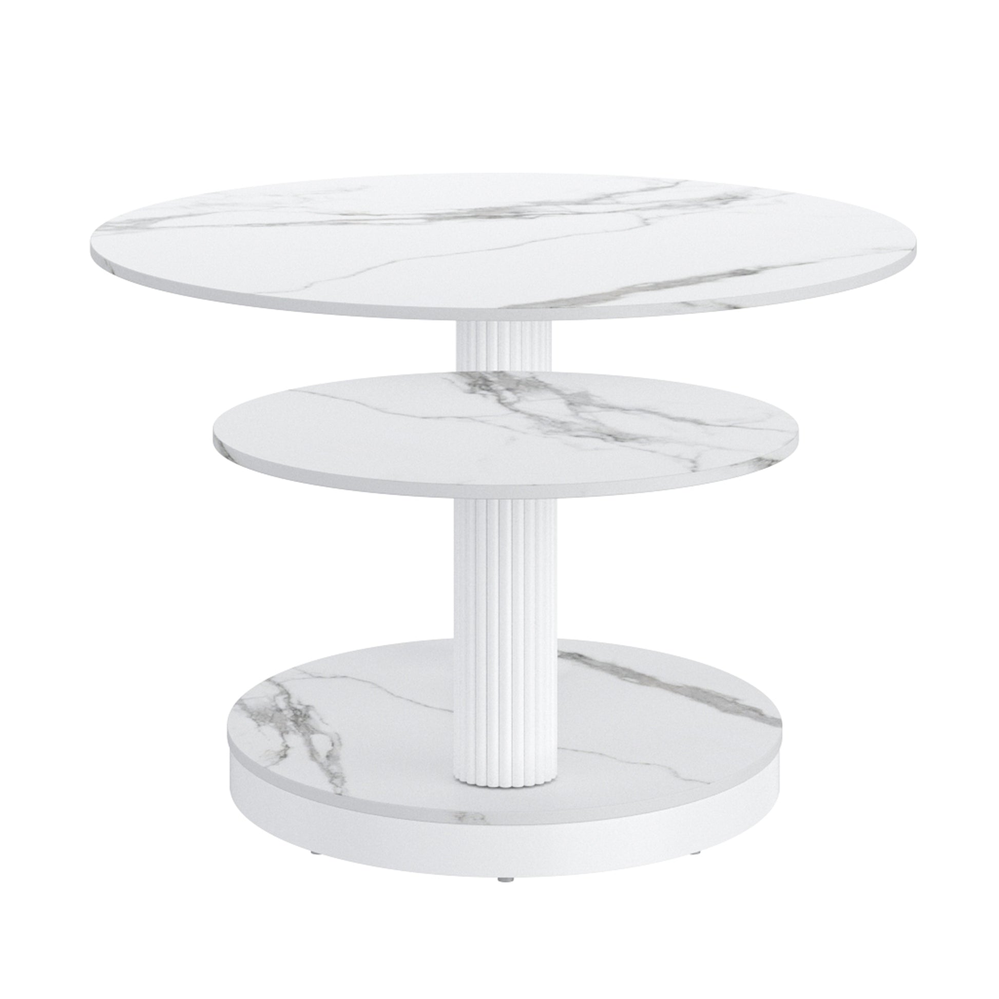 Elara Extendable Coffee Table - White Sintered Stone-DECOROLALA