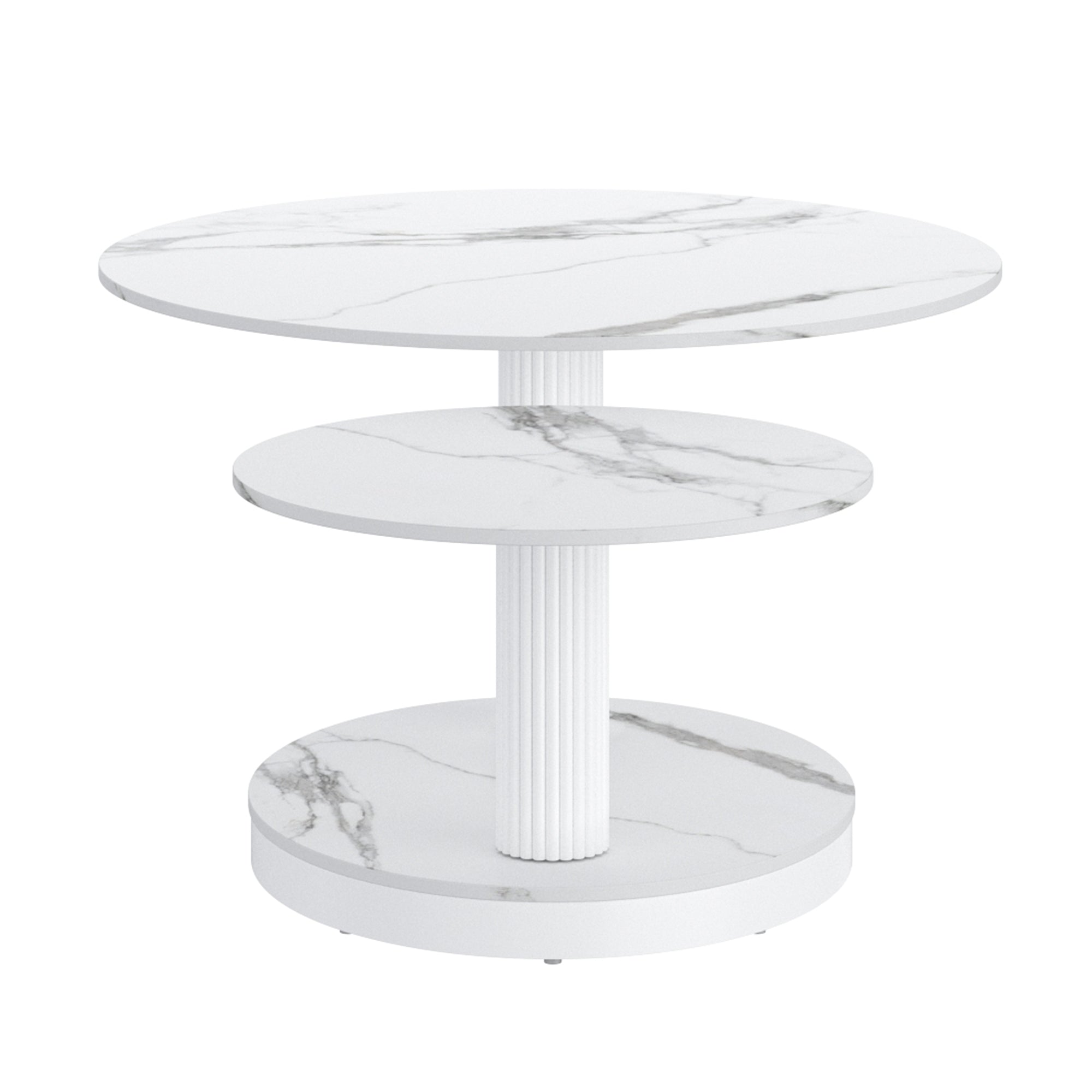 Elara Extendable Coffee Table - White Sintered Stone-DECOROLALA