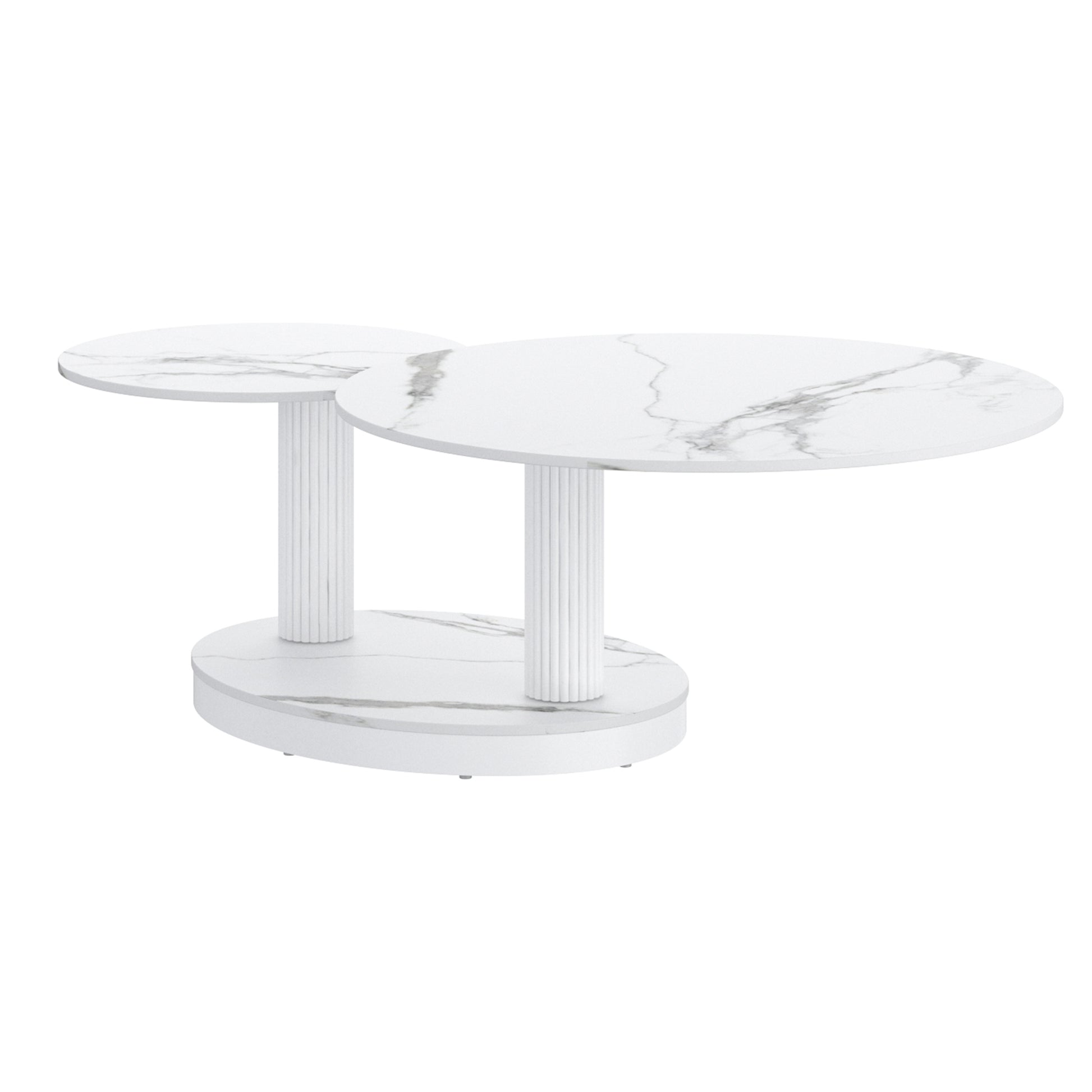 Elara Extendable Coffee Table - White Sintered Stone-DECOROLALA