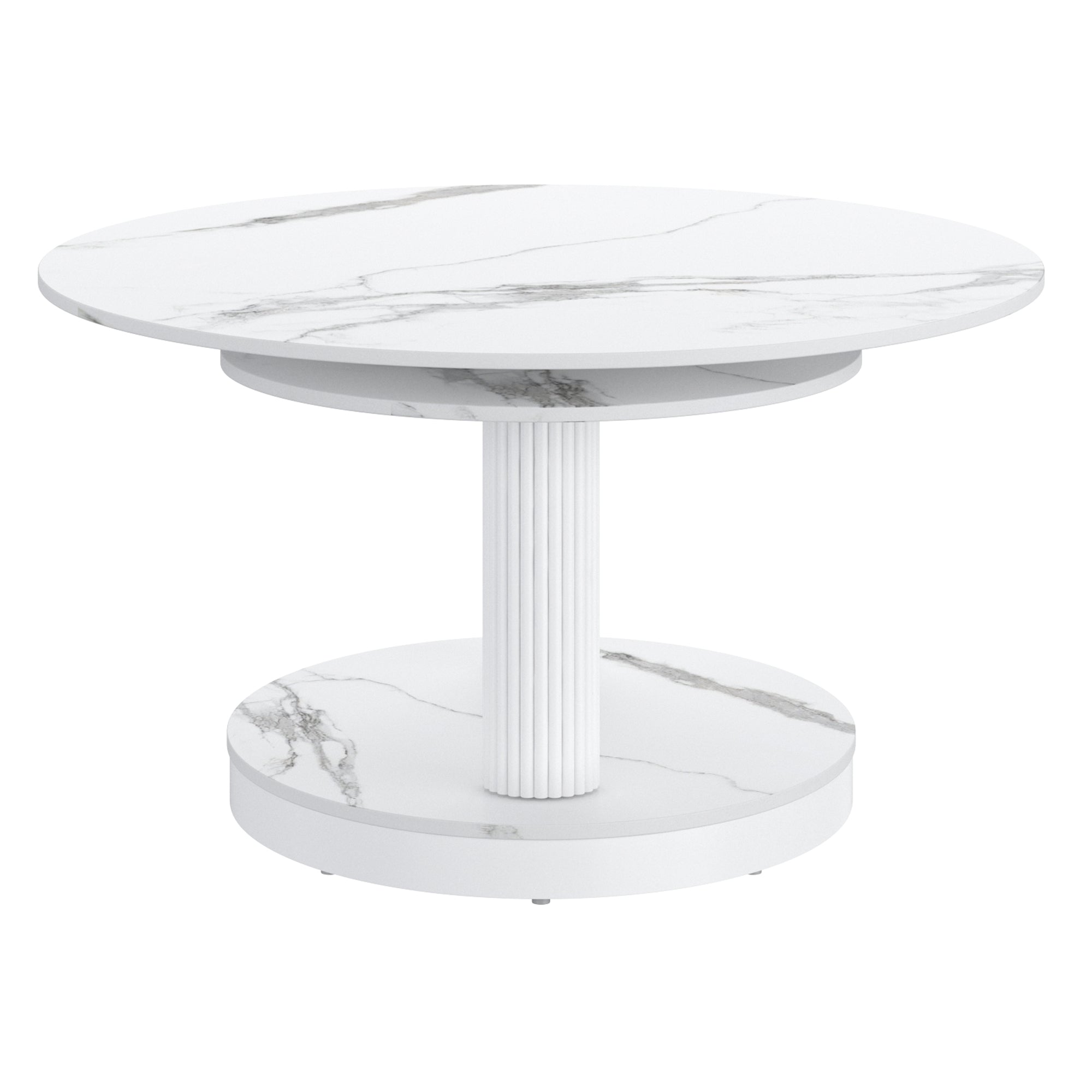 Elara Extendable Coffee Table - White Sintered Stone-DECOROLALA