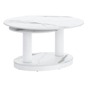 Elara Extendable Coffee Table - White Sintered Stone-DECOROLALA