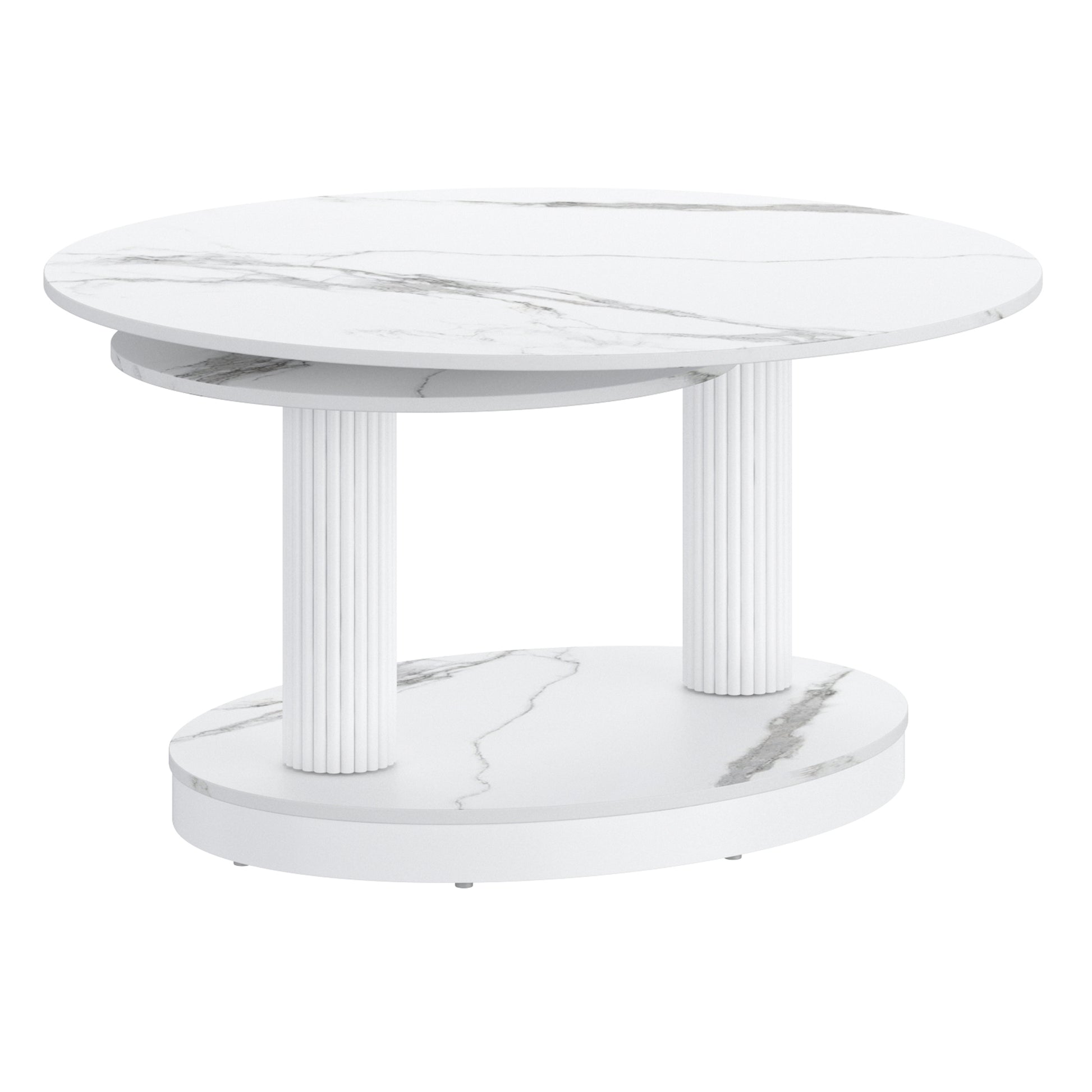Elara Extendable Coffee Table - White Sintered Stone-DECOROLALA