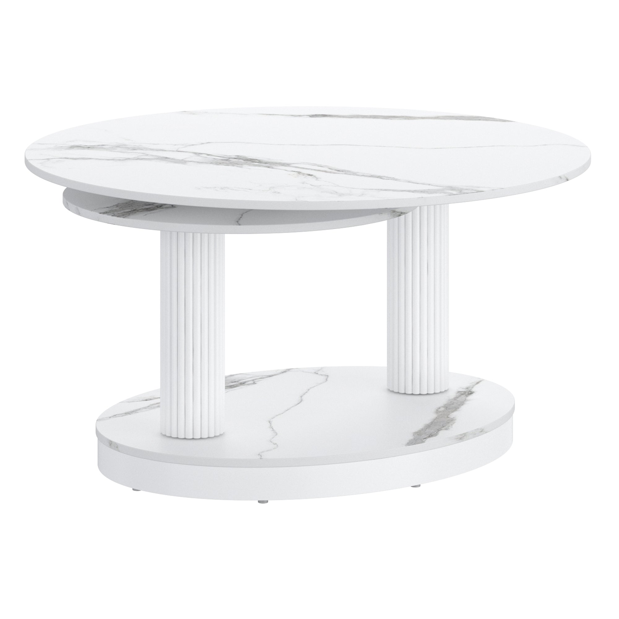 Elara Extendable Coffee Table - White Sintered Stone-DECOROLALA