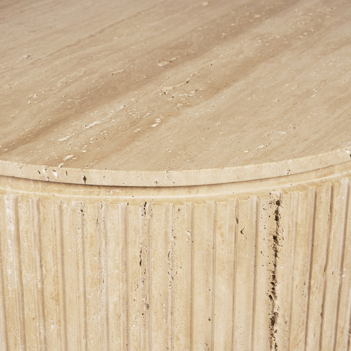 Elara Ribbed Oblong Travertine Coffee Table-Coffee Tables-DECOROLALA