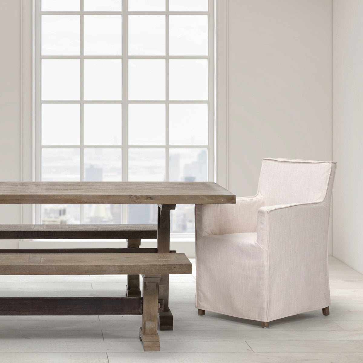 Elbert Solid Back Dining Side Chair | Fabric w/ Wood-Dining Chairs-DECOROLALA