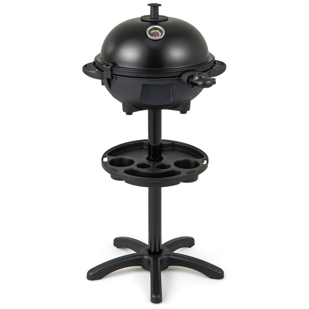 Electric BBQ Grill 1200W Indoor Outdoor Grill with 2-Zone Non-Stick Grilling Plate-Black-Outdoor Grills-DECOROLALA